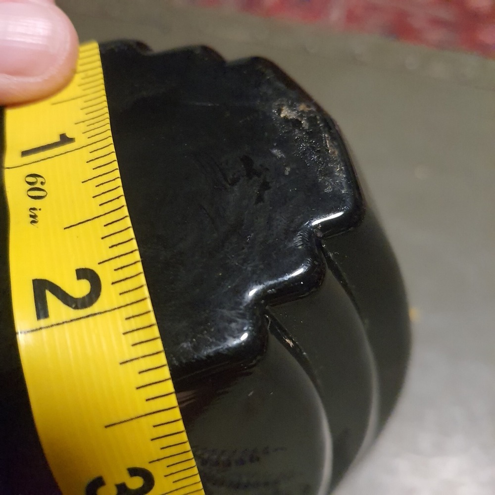 Antique Fostoria Black Ebony Glass Etched Fern Gold Trim Vintage Art Deco Vase - Picture 10 of 12